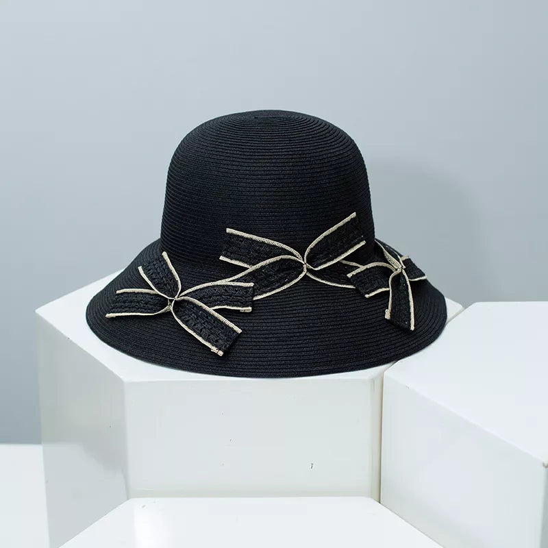 Bowknot Straw Sun Hat For Women Summer Beach
