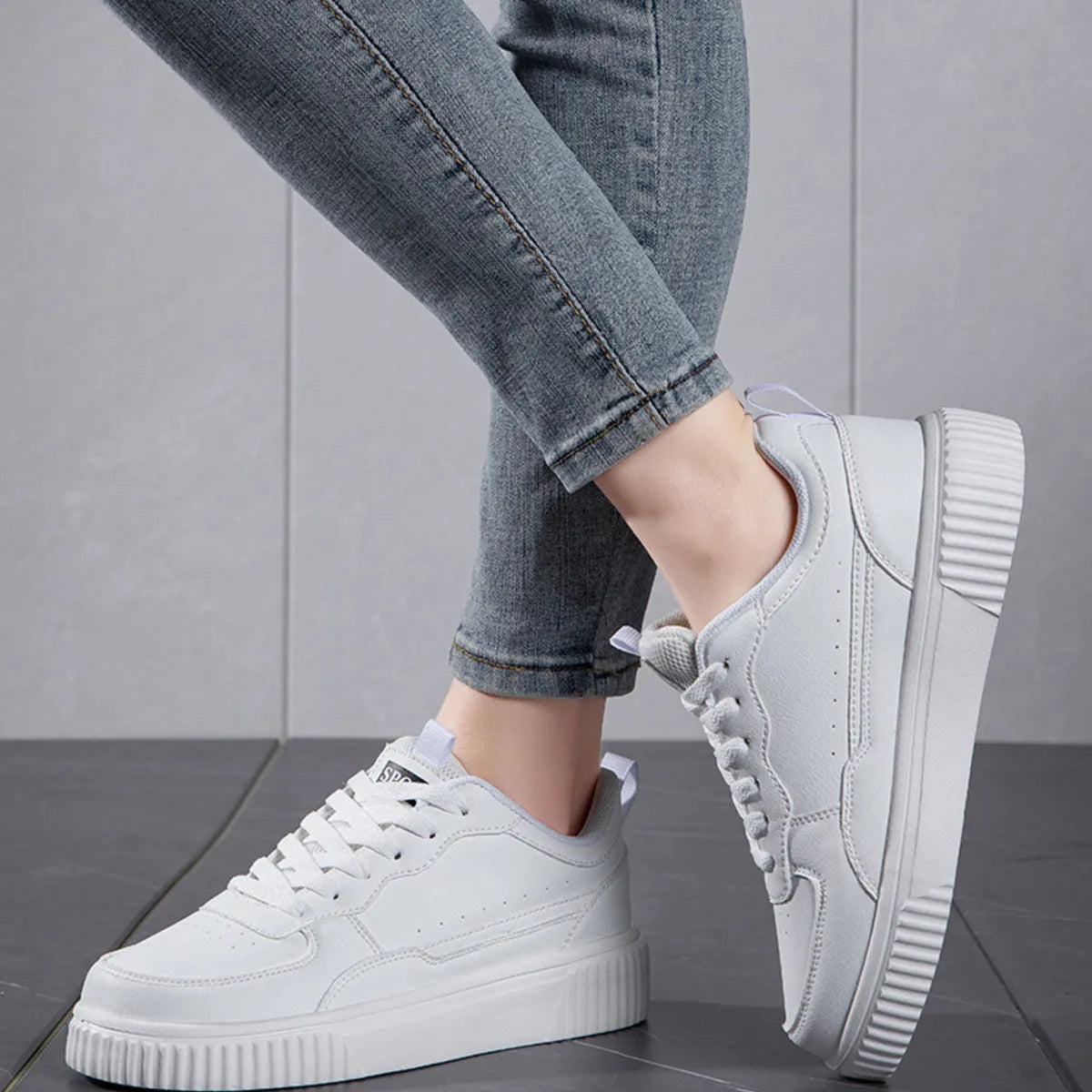 Lace-Up Contrast Platform Sneakers For Women Casual Everyday