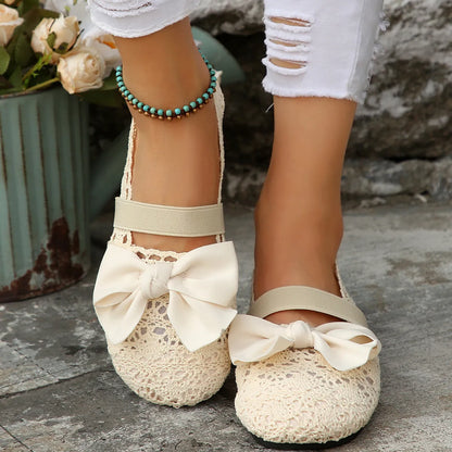Bow Round Toe Flat Slip-On Shoes For Women