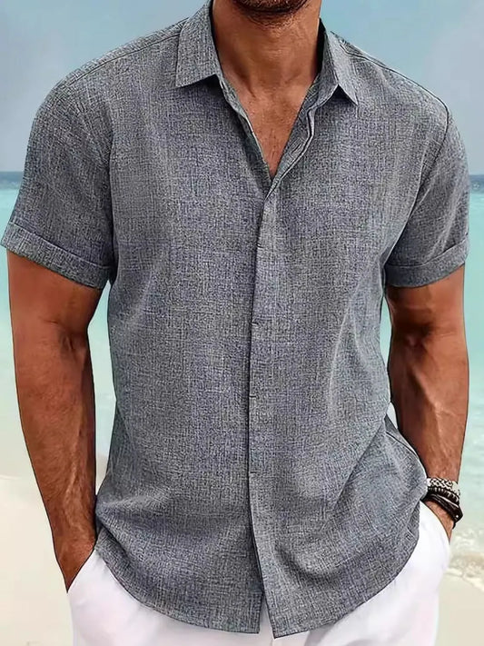 Men's Plus Size Collared Neck Short Sleeve Shirt