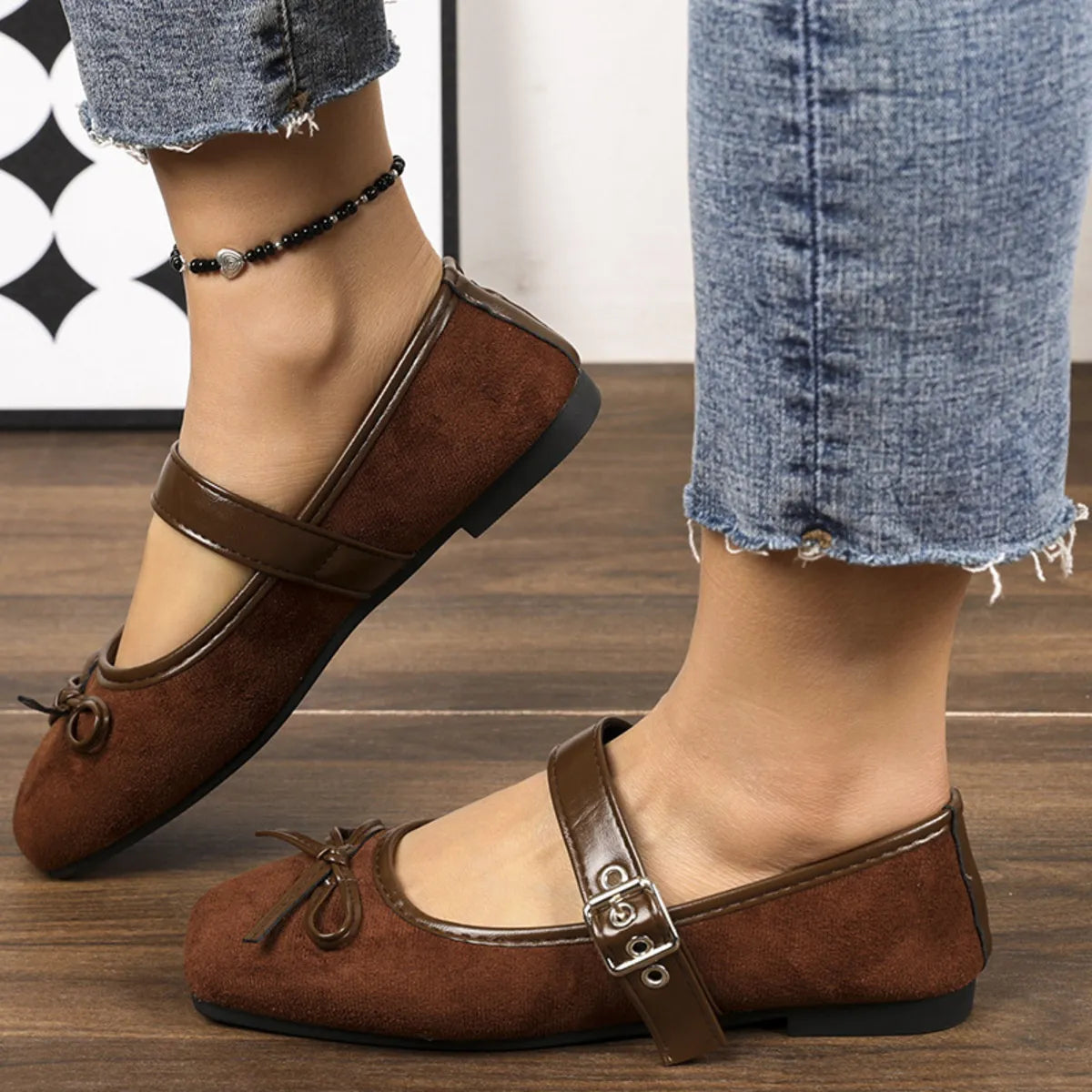 Square Toe Flat Slip-On Shoes For Women Casual