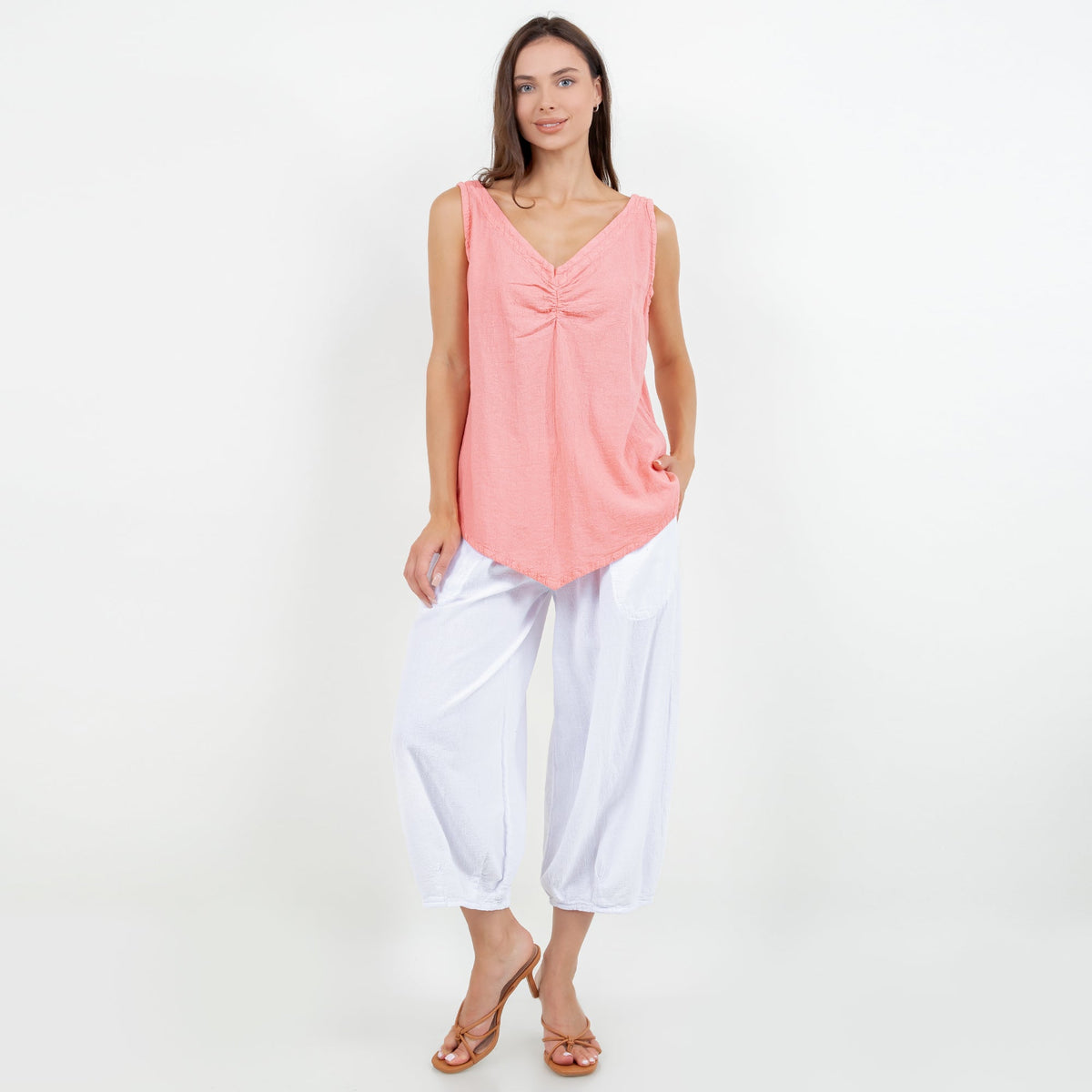 Women's 100% Cotton Gauze Dominica Tank Top Casual