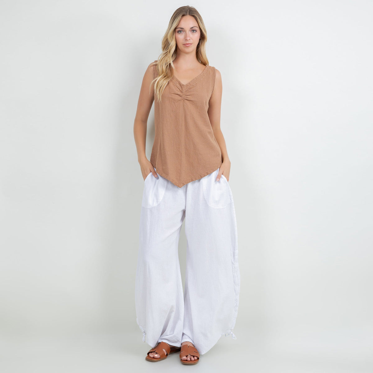 Women's 100% Cotton Gauze Dominica Tank Top Casual