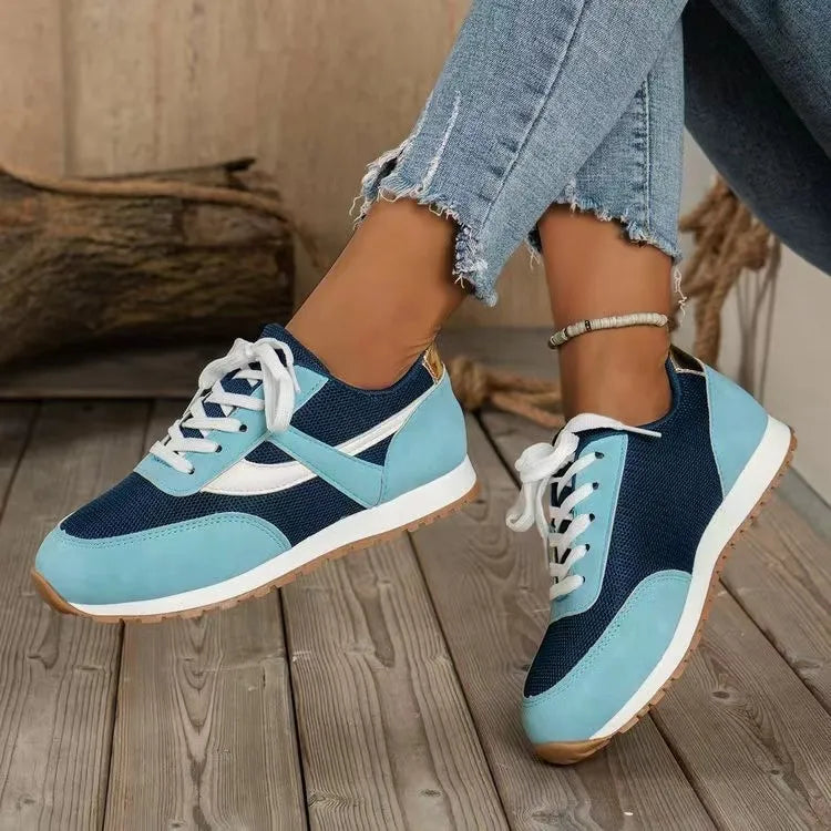 Mesh Contrast Round Toe Sneakers For Women Casual