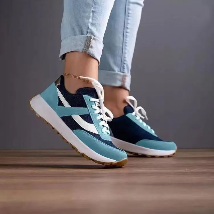 Mesh Contrast Round Toe Sneakers For Women Casual