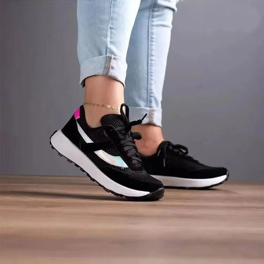 Mesh Contrast Round Toe Sneakers For Women Casual
