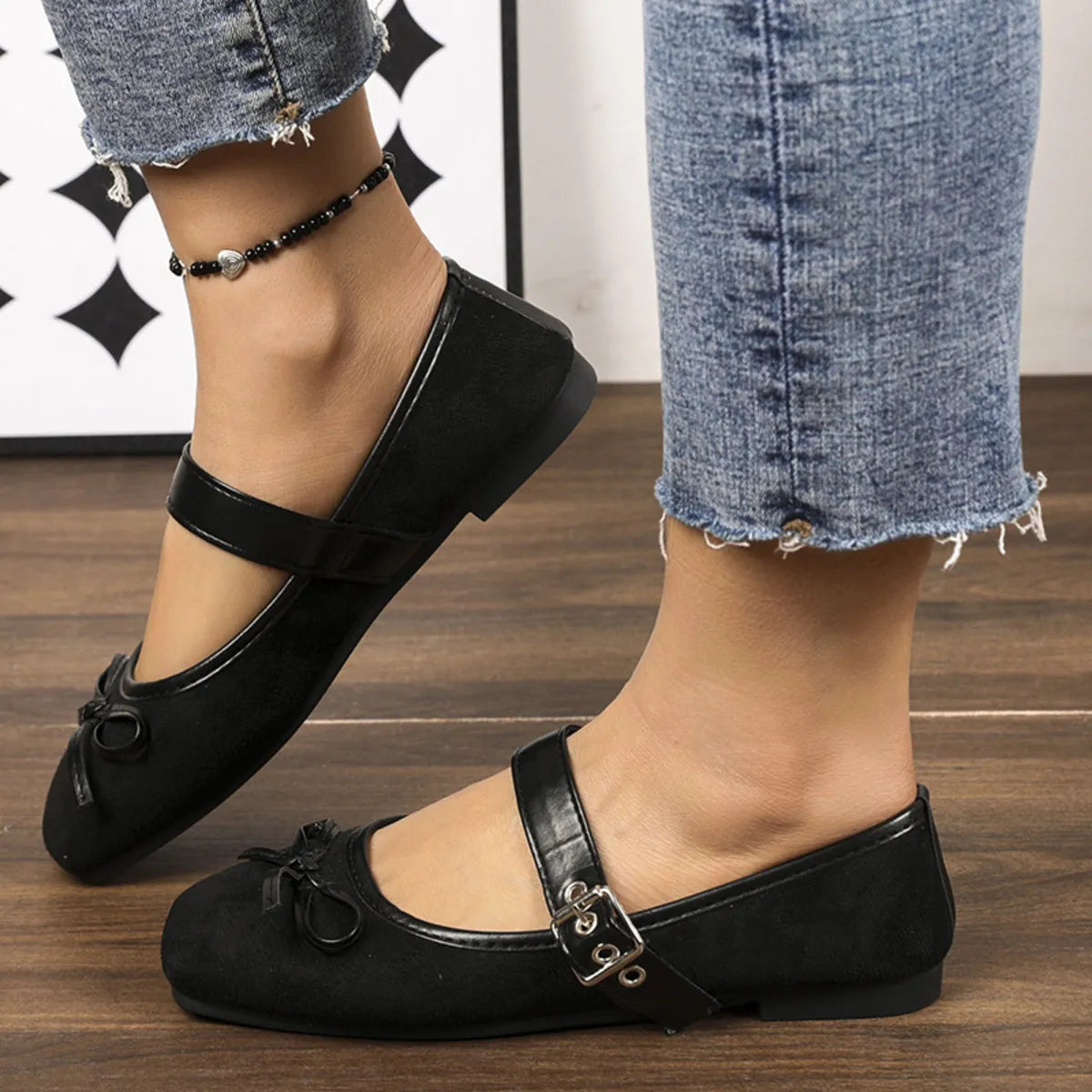 Square Toe Flat Slip-On Shoes For Women Casual