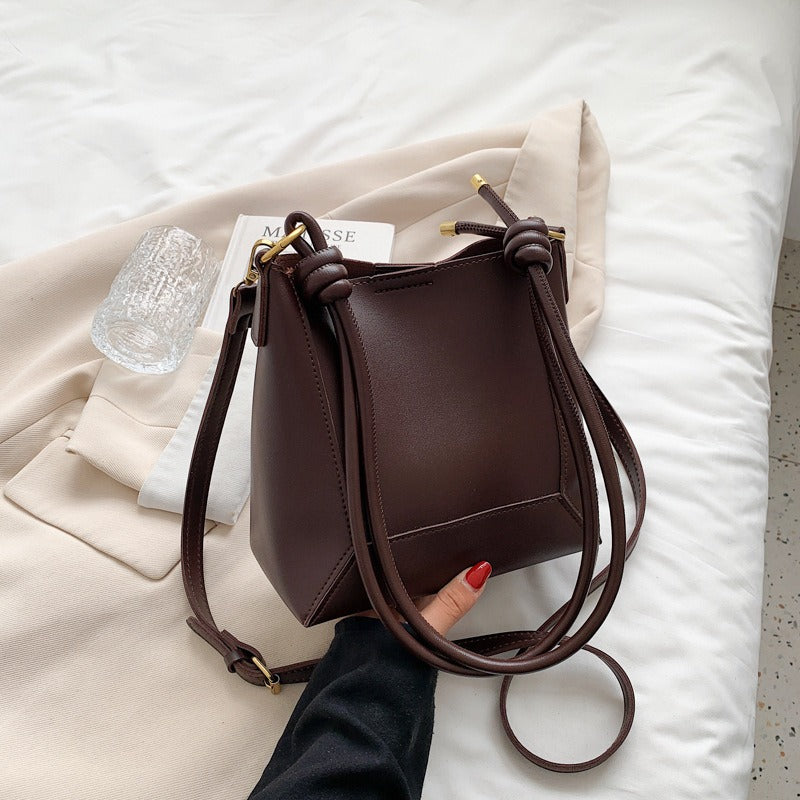 Large Capacity Retro Texture Bucket Crossbody Shoulder Bag