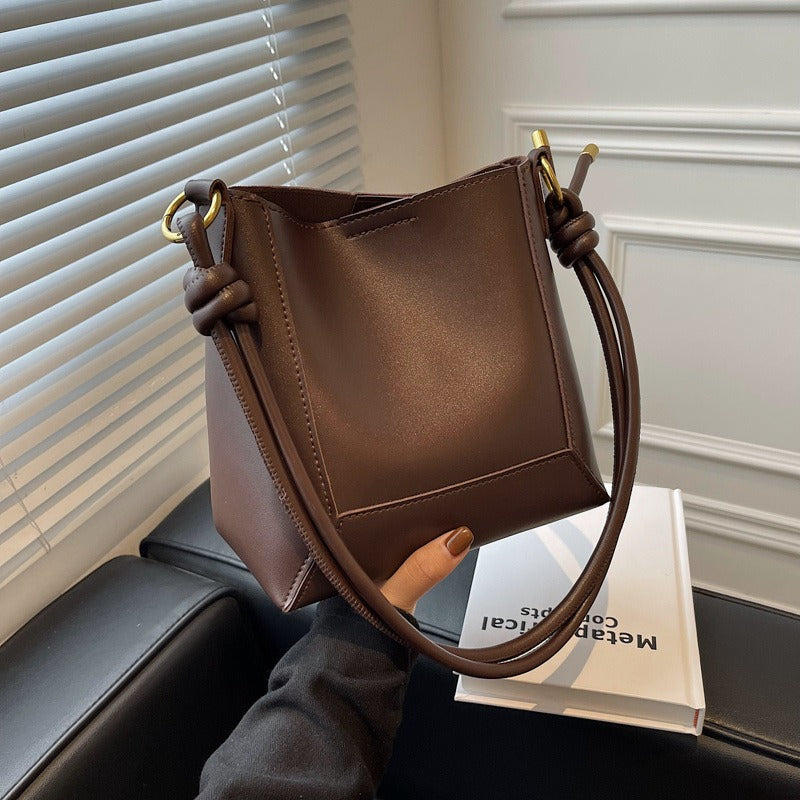 Large Capacity Retro Texture Bucket Crossbody Shoulder Bag