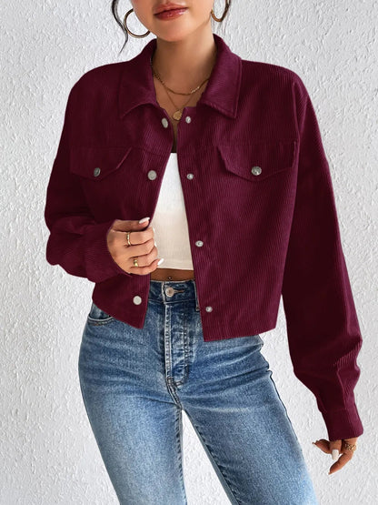 Snap Down Long Sleeve Jacket For Casual Wear