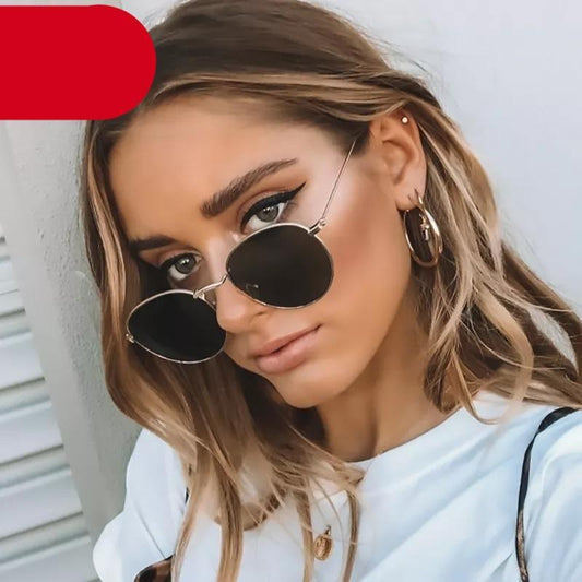 Unisex Small Round Frame Metal Sunglasses UV400 Protection