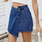 Women's Button Up Irregular Denim Skirt Pants Casual