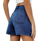 Women's Button Up Irregular Denim Skirt Pants Casual